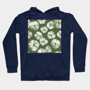 Shibori Kumo tie dye white dots over sage green Hoodie